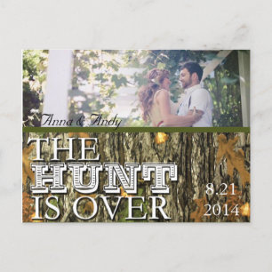 Camo Rustic Leaves Save The Date Wedding Postcard
