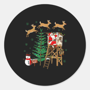 Camo Santa Christmas Deer Hunting Camouflage Hunte Classic Round Sticker