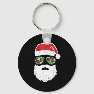 Camo Santa Claus Sungles Funny Camo Christmas Camo Key Ring