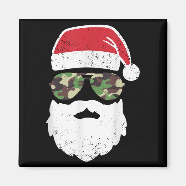 Camo Santa Claus Sungles Funny Camo Christmas Camo Magnet (Front)