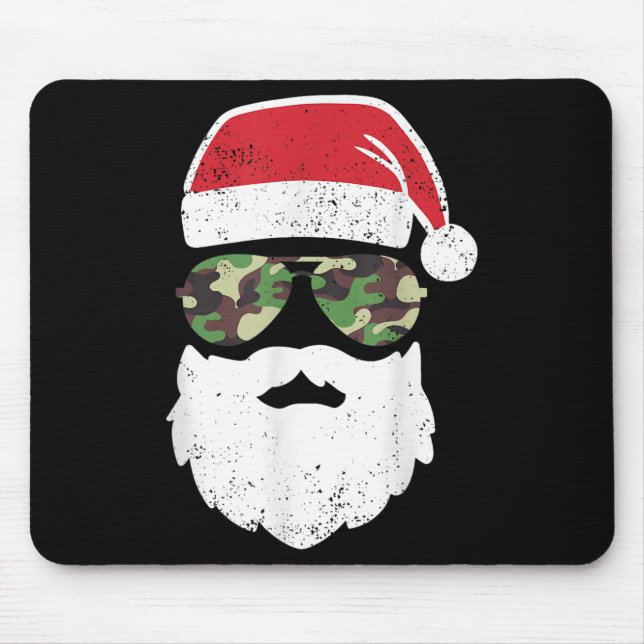Camo Santa Claus Sungles Funny Camo Christmas Camo Mouse Mat (Front)