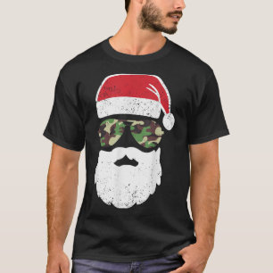 Camo Santa Claus Sungles Funny Camo Christmas Camo T-Shirt