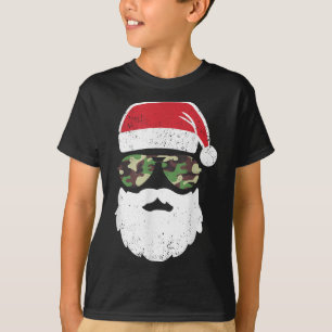 Camo Santa Claus Sungles Funny Camo Christmas Camo T-Shirt