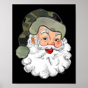 Camo Santa Merry Christmas Kids Camouflage Funny C Poster