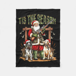 Camo Santa Tis The Season Hunter Christmas Hunting Fleece Blanket