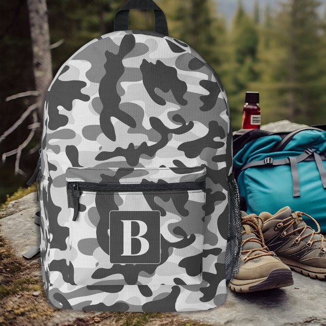 Camo Snow Personalised Modern Monogram Camouflage Printed Backpack (Creator Uploaded)