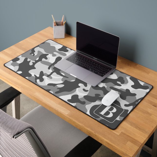 Camo Snow Personalised Monogram Camouflage Desk Mat (Office 2)