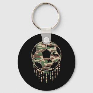 Camo Soccer Footbyll Drip Camouflage Coquette  Key Ring