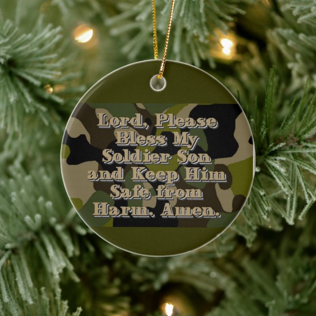 Camo Soldier Son Prayer Ceramic Ornament (Tree)