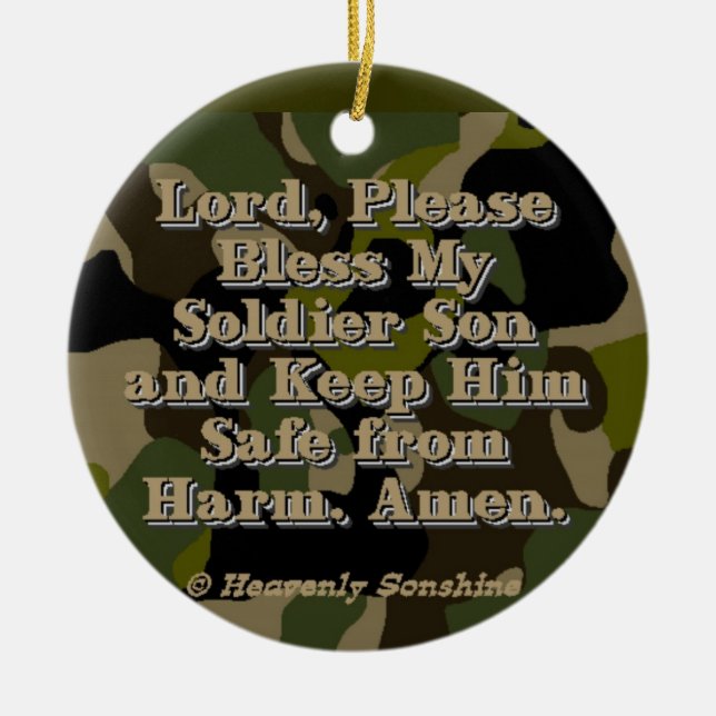 Camo Soldier Son Prayer Ceramic Tree Decoration (Front)