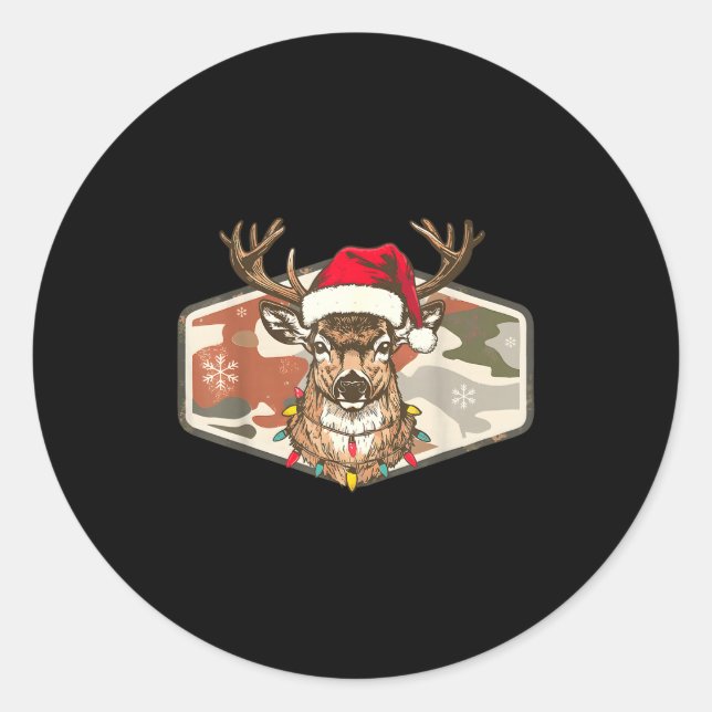 Camo Southern Local Boy Christmas Deer Hunting Xma Classic Round Sticker (Front)