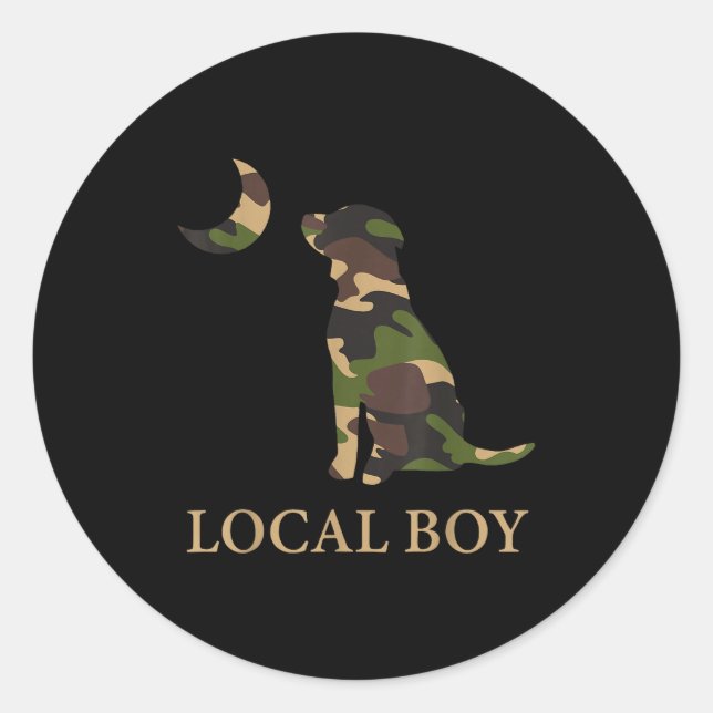 Camo Southern Local Boy Duck Hunting Black Lab Out Classic Round Sticker (Front)