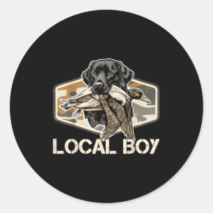 Camo Southern Local Boy Duck Hunting Black Lab Out Classic Round Sticker