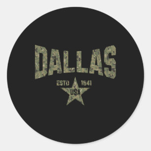 Camo Souvenir Usa Star Dallas Texas Classic Round Sticker