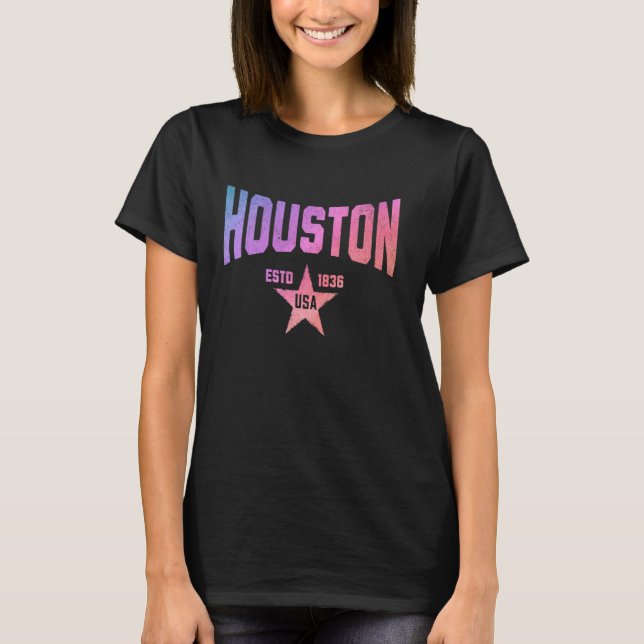 Camo Souvenir USA Star Houston Texas T-Shirt (Front)