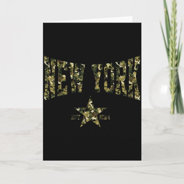 Camo Souvenir Usa Star New York Ny New York Men Wo Card (Front)