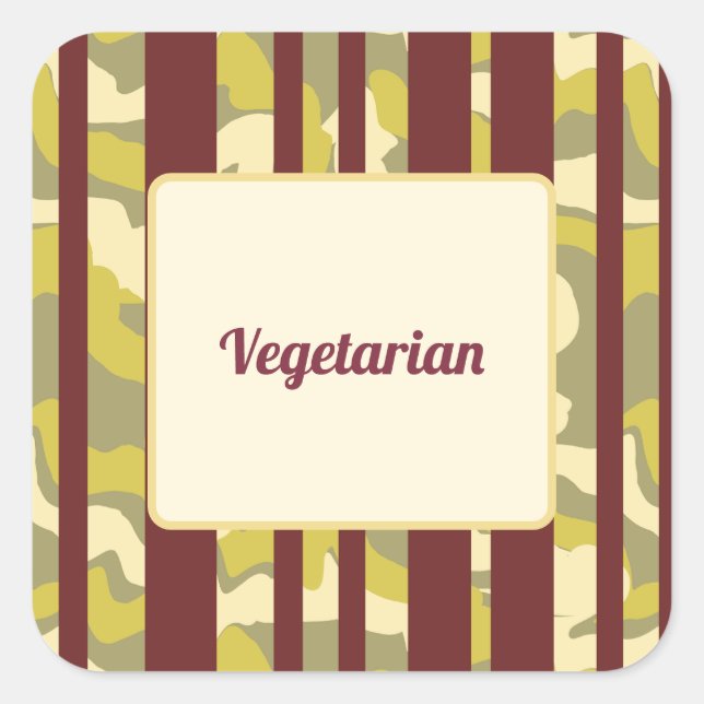 Camo Stripes Party Food Vegetarian  Square Sticker (Front)
