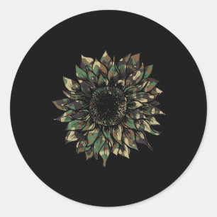 Camo Sunflower Hide Hunting Hippie Adventure Natur Classic Round Sticker