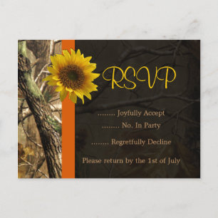 Camo & Sunflowers Invitation Postcard