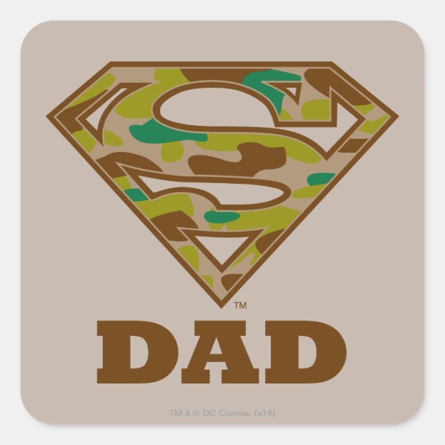 Camo Super Dad Square Sticker (Front)