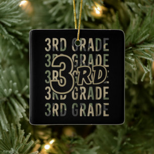 Camo Team 3rd Grade Squad Back To School Teacher Ceramic Ornament