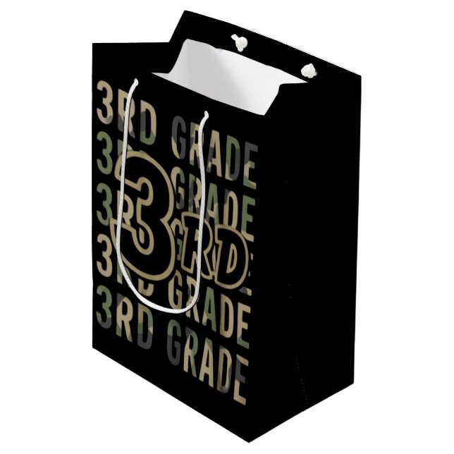 Camo Team 3rd Grade Squad Back To School Teacher  Medium Gift Bag (Front Angled)