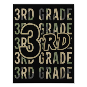 Camo Team 3rd Grade Squad Back To School Teacher  Photo Print