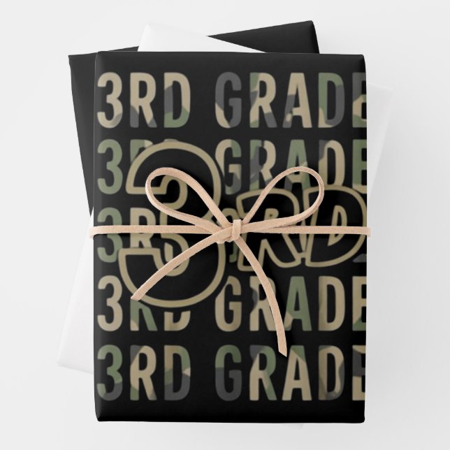 Camo Team 3rd Grade Squad Back To School Teacher  Wrapping Paper Sheet (In situ)