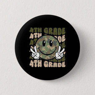 Camo Team 4th Grade Squad Bruh We Back Teacher Kid 6 Cm Round Badge