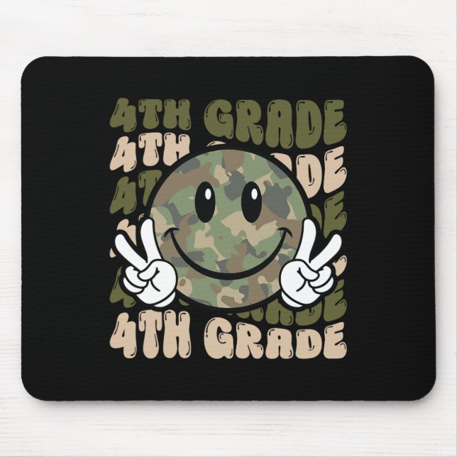 Camo Team 4th Grade Squad Bruh We Back Teacher Kid Mouse Mat (Front)