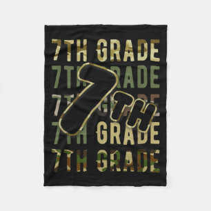 Camo Team 7th Grade Squad Back to School Teacher Fleece Blanket