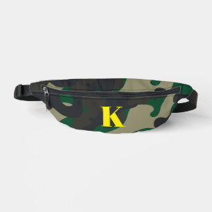 Camo-themed Monogram Military Army Green Soldier Bum Bags