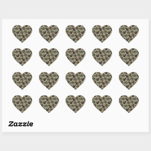 Camo Toilet Paper Woodland Camouflage Pattern Heart Sticker