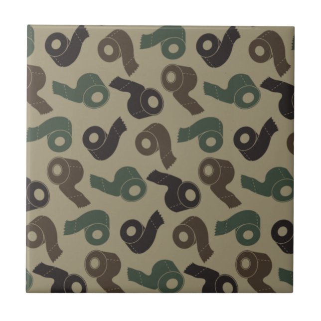 Camo Toilet Paper Woodland Camouflage Pattern Tile (Front)