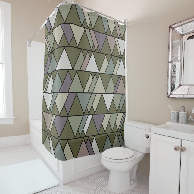 Camo Triangles  Shower Curtain (In Situ)