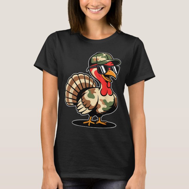 Camo Turkey Day Hunting Fall Thanksgiving  T-Shirt (Front)