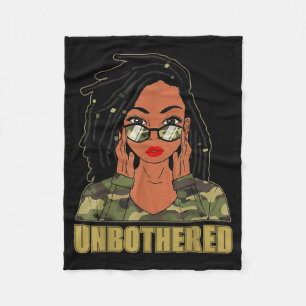Camo Unbothered Black History Month Afro Loc’d Bla Fleece Blanket