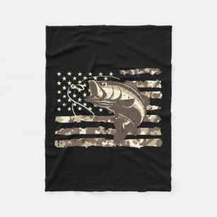 Camo Us Flag B Fish Cool Fishing Patriotic Men Wom Fleece Blanket
