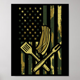 Camo Us Flag Bbq Meat Grill Byrbecue Patriot Men W Poster