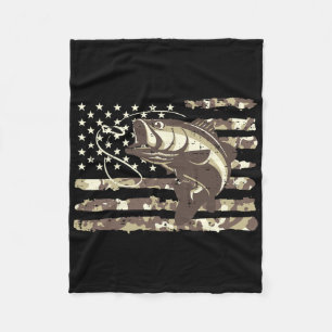 Camo Us Flag Byss Fish Cool Fishing Patriotic Men  Fleece Blanket