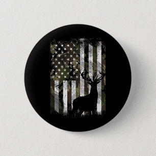 Camo Us Flag Deer Elk Buck Camoflage Hunting Hunte 6 Cm Round Badge