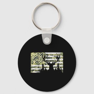 Camo Us Flag Deer Elk Buck Camoflage Hunting Hunte Key Ring