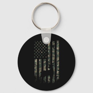 Camo Us Flag Deer Elk Buck Camouflage Hunting Hunt Key Ring