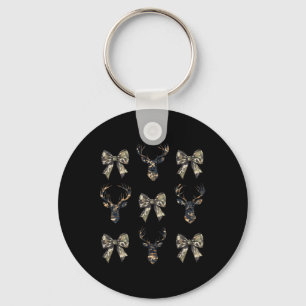 Camo Us Flag Deer Elk Hunting Hunter Coquette Wome Key Ring