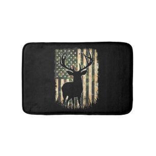 Camo US Flag Deer Hunting Camoflage Hunter Bath Mat