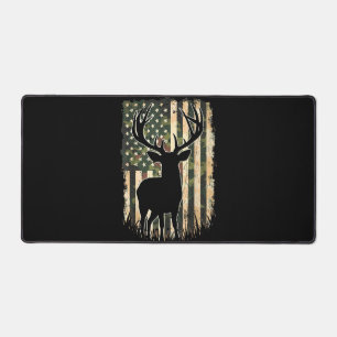 Camo US Flag Deer Hunting Camoflage Hunter Desk Mat