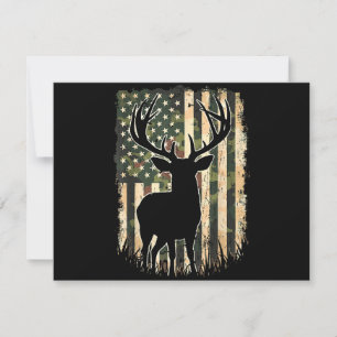 Camo US Flag Deer Hunting Camoflage Hunter Holiday Card