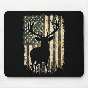 Camo US Flag Deer Hunting Camoflage Hunter Mouse Mat