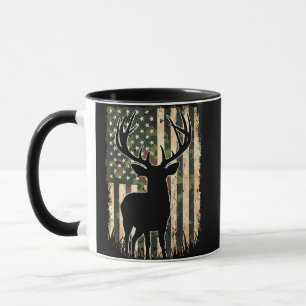 Camo US Flag Deer Hunting Camoflage Hunter Mug