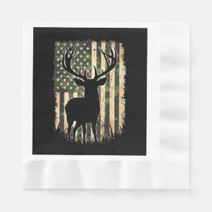Camo US Flag Deer Hunting Camoflage Hunter Napkin